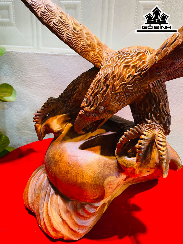 Tượng Đại Bàng Gỗ Hương Cao 54 Ngang 55 Sâu 36 (cm)