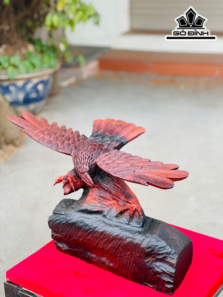 Tượng Đại Bàng Gỗ Trắc Cao 26 Ngang 52 Sâu 25 (cm)