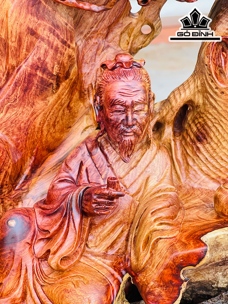 Tượng Thần Trà Gỗ Hương Cao 45 Ngang 32 Sâu 25 (cm)