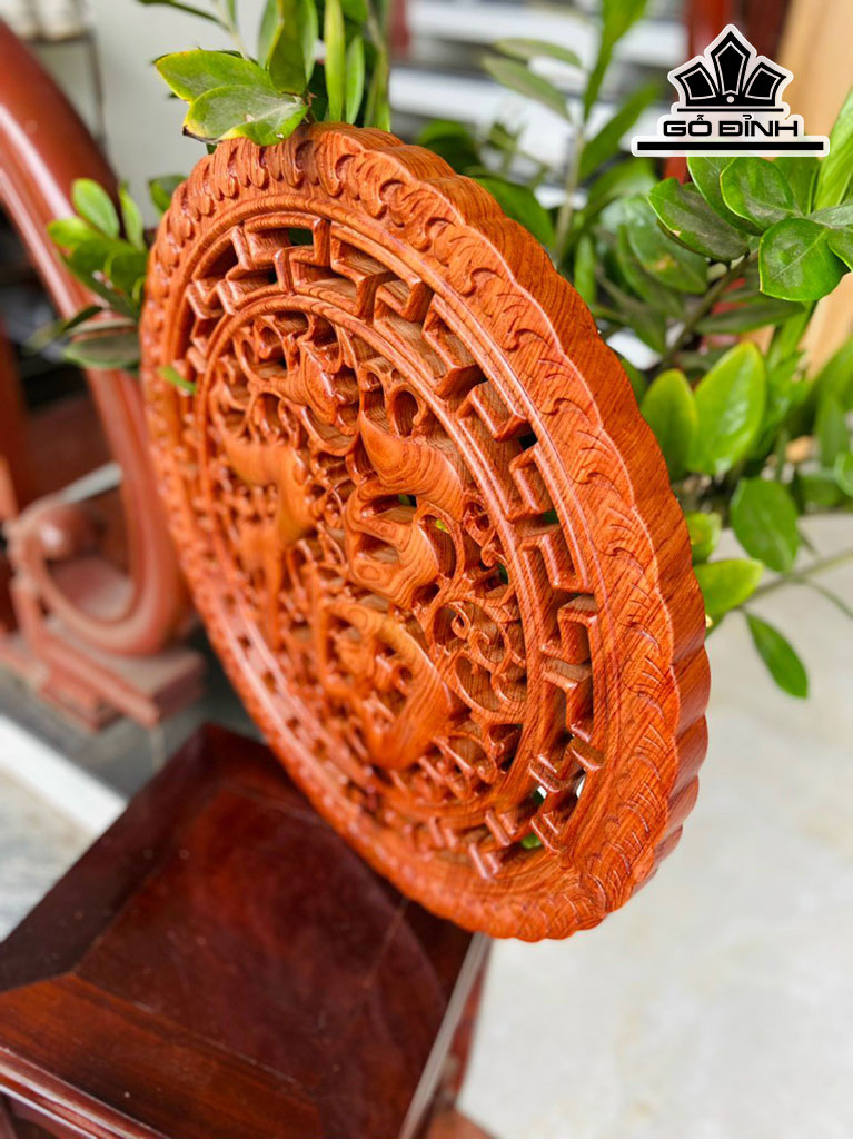 Đĩa Chữ Phúc Gỗ Hương Cao 3 Đường Kính 50 (cm)