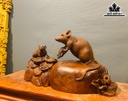 Tượng Chuột Mẫu Tử Gỗ Cẩm Cao 24 Ngang 42 Sâu 15 (cm)