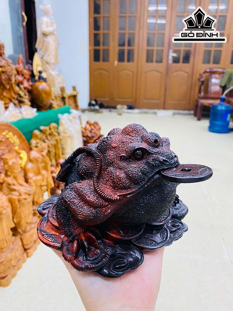 Tượng Thiềm Thừ Gỗ Trắc Cao 11 Ngang 17 Sâu 15 (cm)