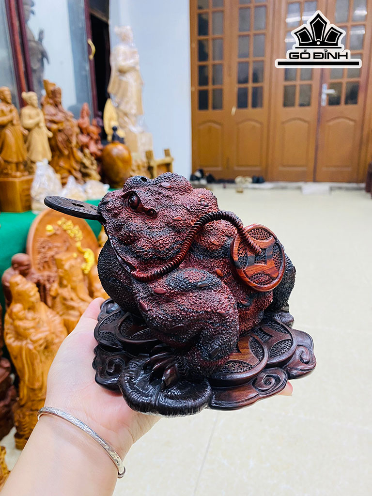 Tượng Thiềm Thừ Gỗ Trắc Cao 11 Ngang 17 Sâu 15 (cm)