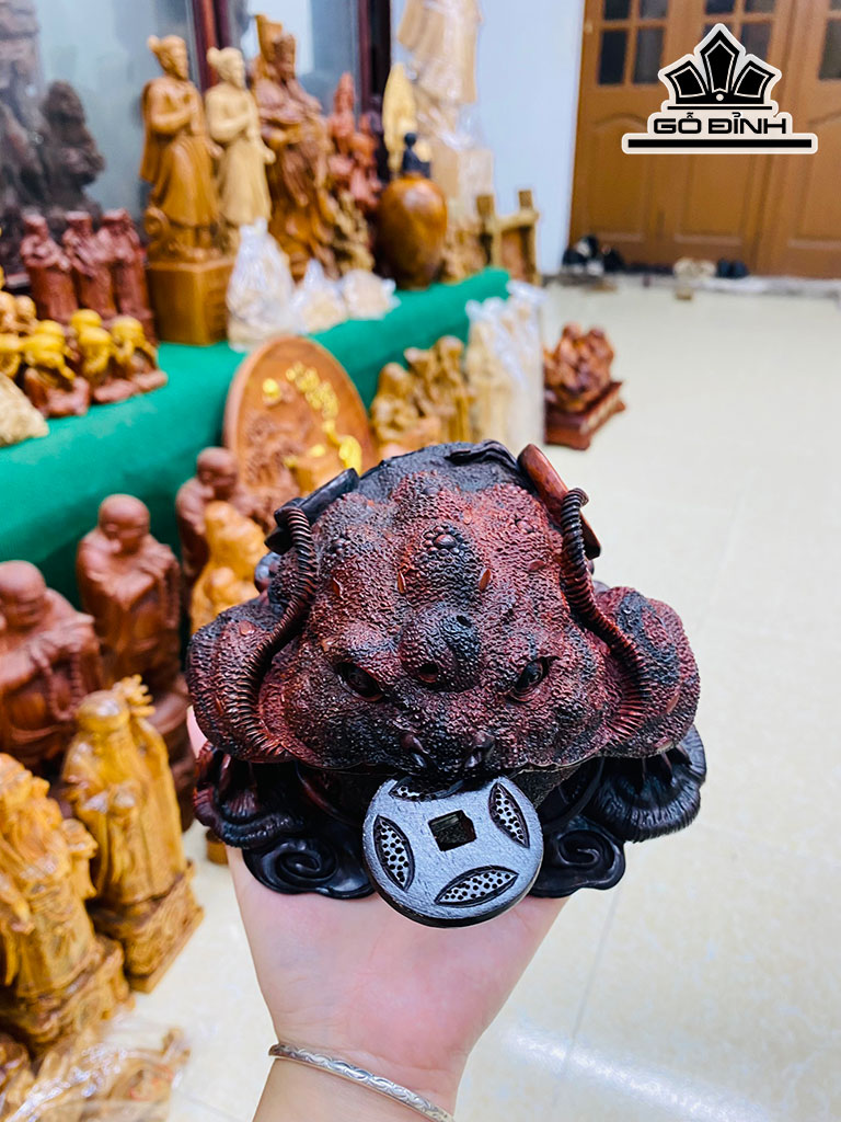 Tượng Thiềm Thừ Gỗ Trắc Cao 11 Ngang 17 Sâu 15 (cm)