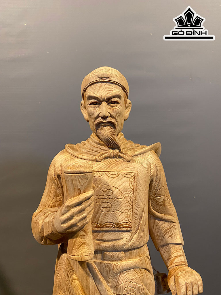Tượng Trần Quốc Tuấn Gỗ Ngọc Am Cao 58 Ngang 18 Sâu 15,5 (cm)