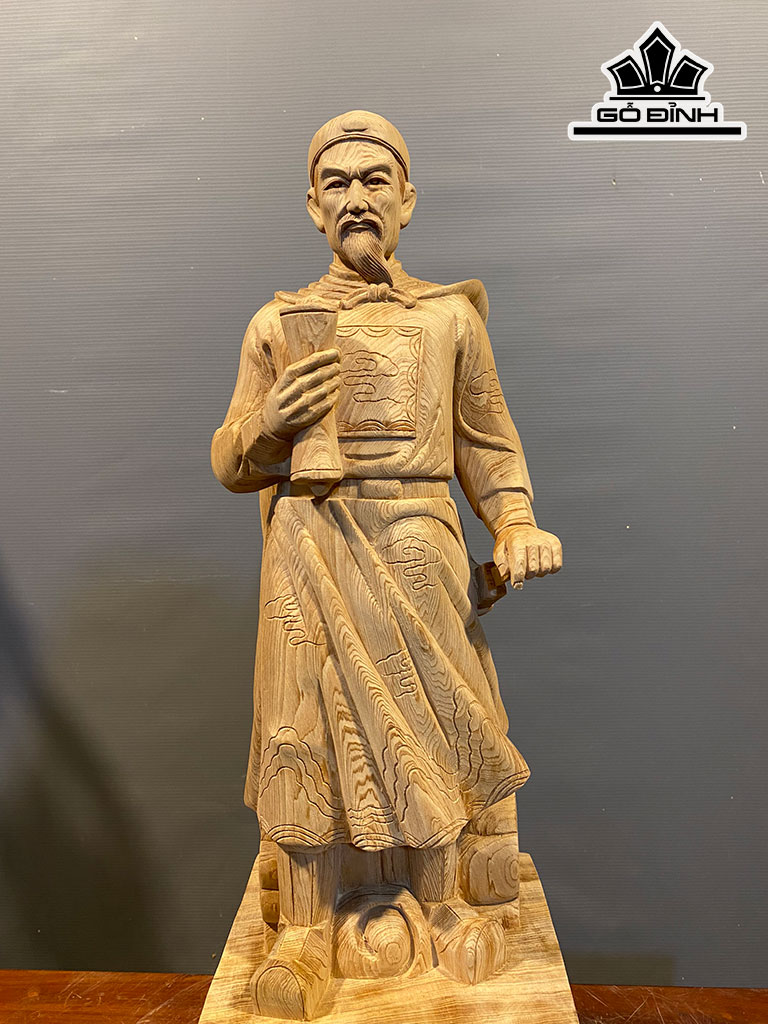 Tượng Trần Quốc Tuấn Gỗ Ngọc Am Cao 58 Ngang 18 Sâu 15,5 (cm)