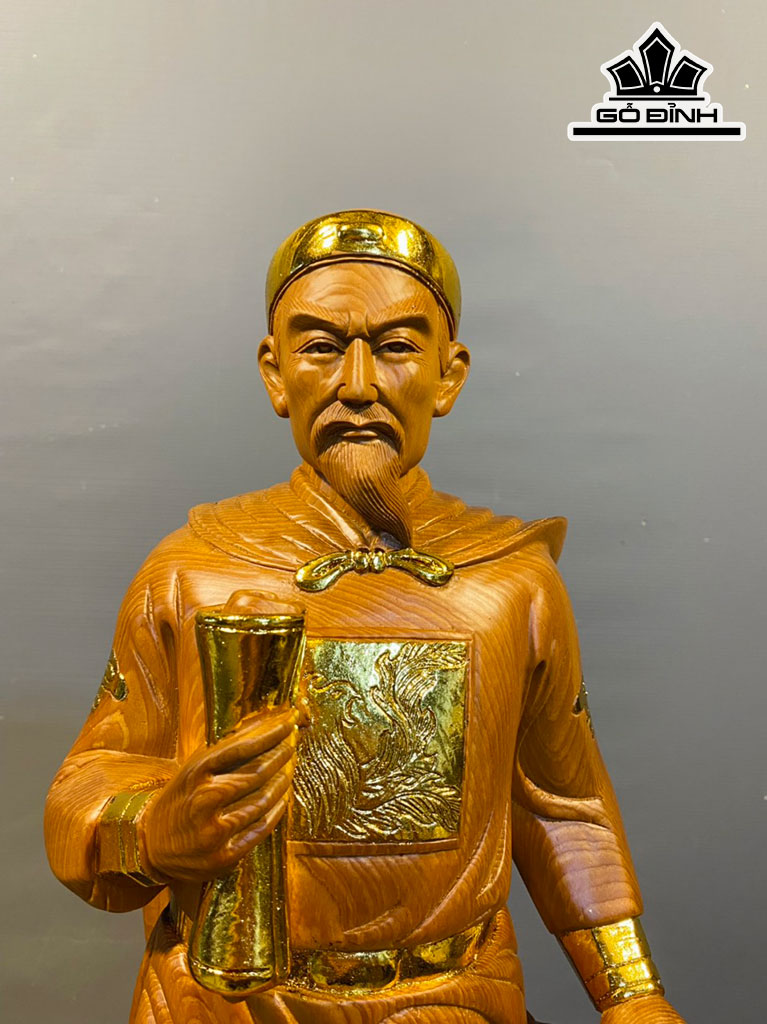 Tượng Trần Quốc Tuấn Gỗ Ngọc Am Cao 80 Ngang 22,5 Sâu 21 (cm)