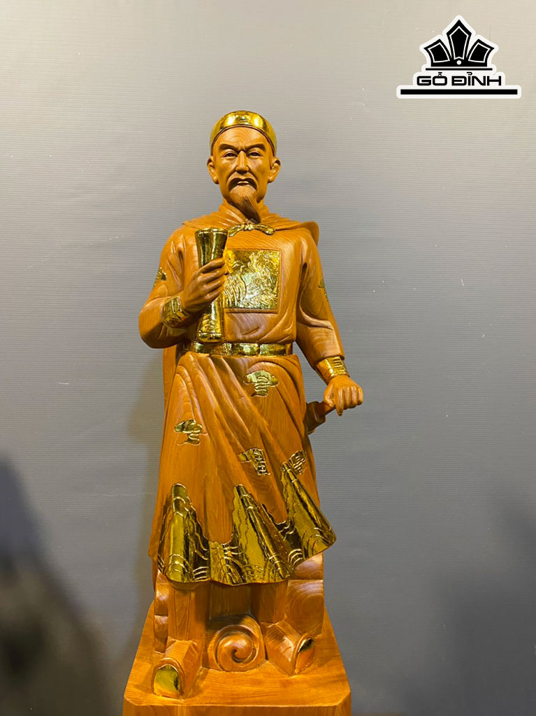Tượng Trần Quốc Tuấn Gỗ Ngọc Am Cao 80 Ngang 22,5 Sâu 21 (cm)