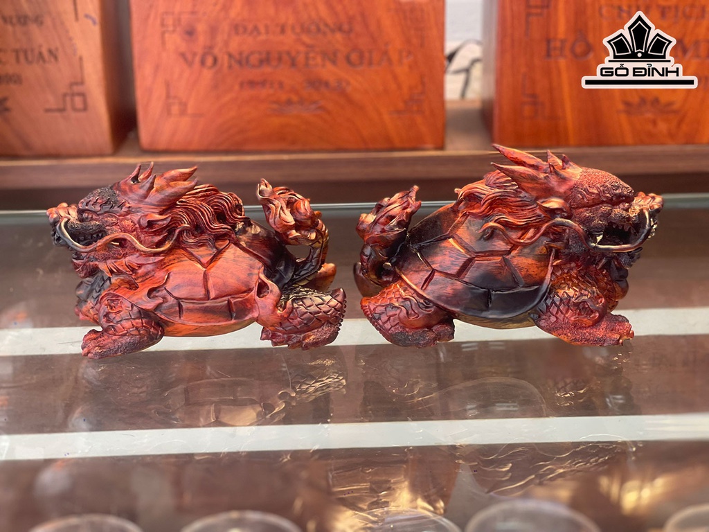 Tượng Long Quy Gỗ Trắc Cao 11 Ngang 27 Sâu 8 (cm)