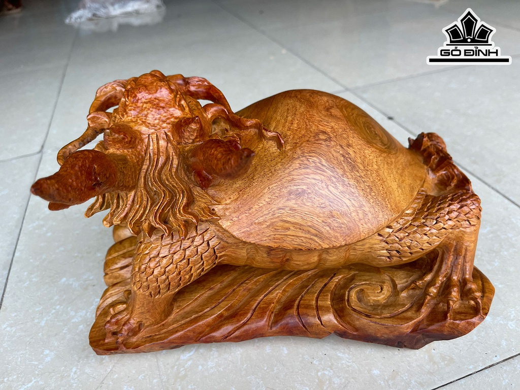 Tượng Long Quy Gỗ Hương Cao 19 Ngang 28 Sâu 25 (cm)