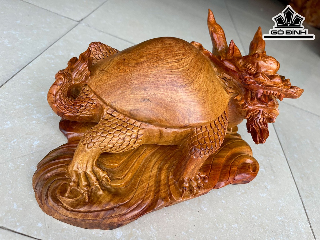 Tượng Long Quy Gỗ Hương Cao 19 Ngang 28 Sâu 25 (cm)