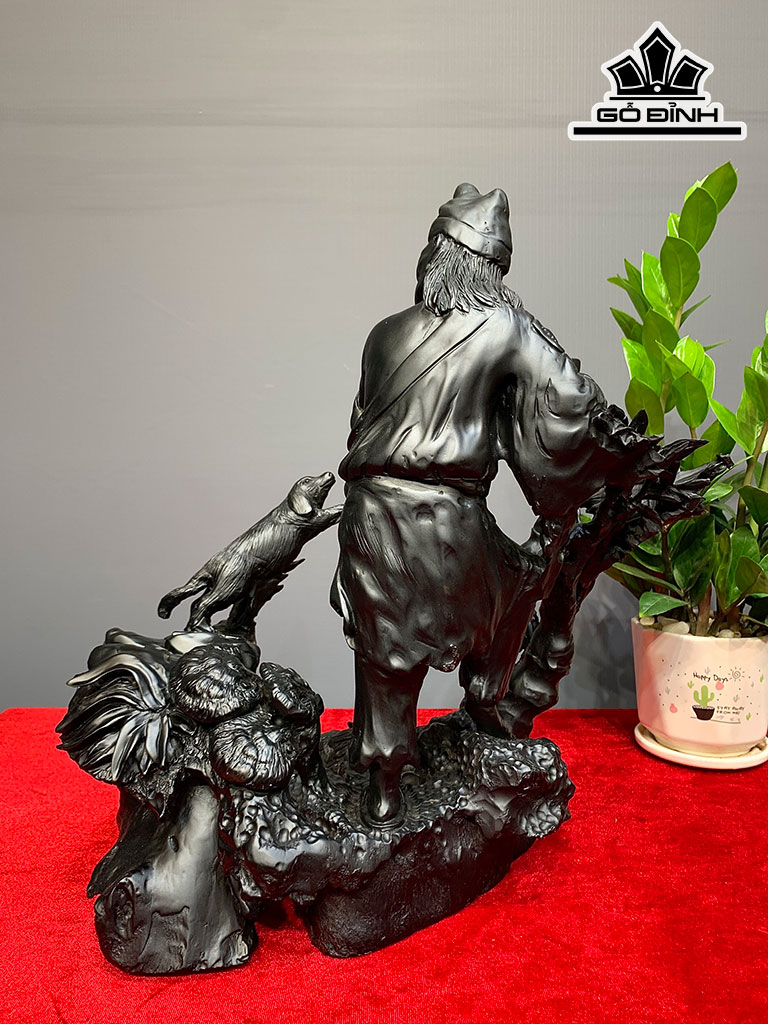 Tượng Tế Công Gỗ Mun Sừng Cao 37 Ngang 36 Sâu 24 (cm)