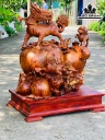 Tượng Tam Lân Chấn Bình Gỗ Nu Hương Cao 72 Ngang 55 Sâu 36 (cm)