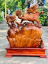 Tượng Tam Lân Chấn Bình Gỗ Nu Hương Cao 72 Ngang 55 Sâu 36 (cm)