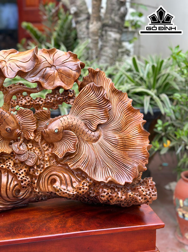 Cặp Cá Xiêm Gỗ Ngọc Am Cao 41 Ngang 55 Sâu 20 Cao Cả Kỷ 52 (cm)