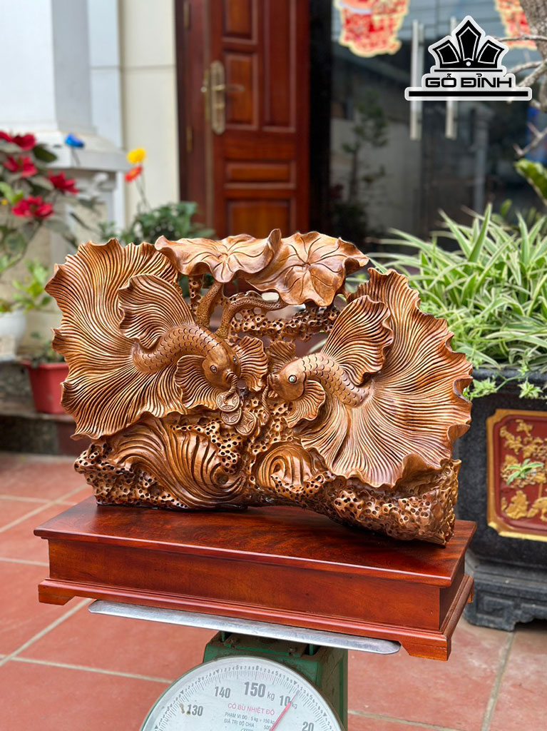 Cặp Cá Xiêm Gỗ Ngọc Am Cao 41 Ngang 55 Sâu 20 Cao Cả Kỷ 52 (cm)