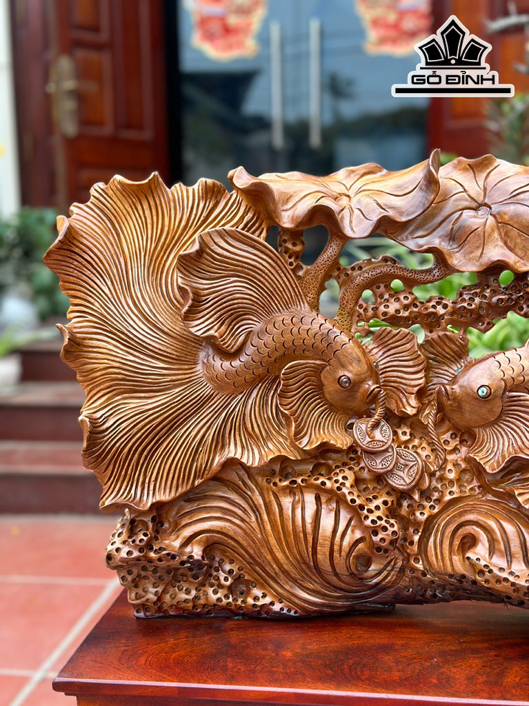 Cặp Cá Xiêm Gỗ Ngọc Am Cao 41 Ngang 55 Sâu 20 Cao Cả Kỷ 52 (cm)