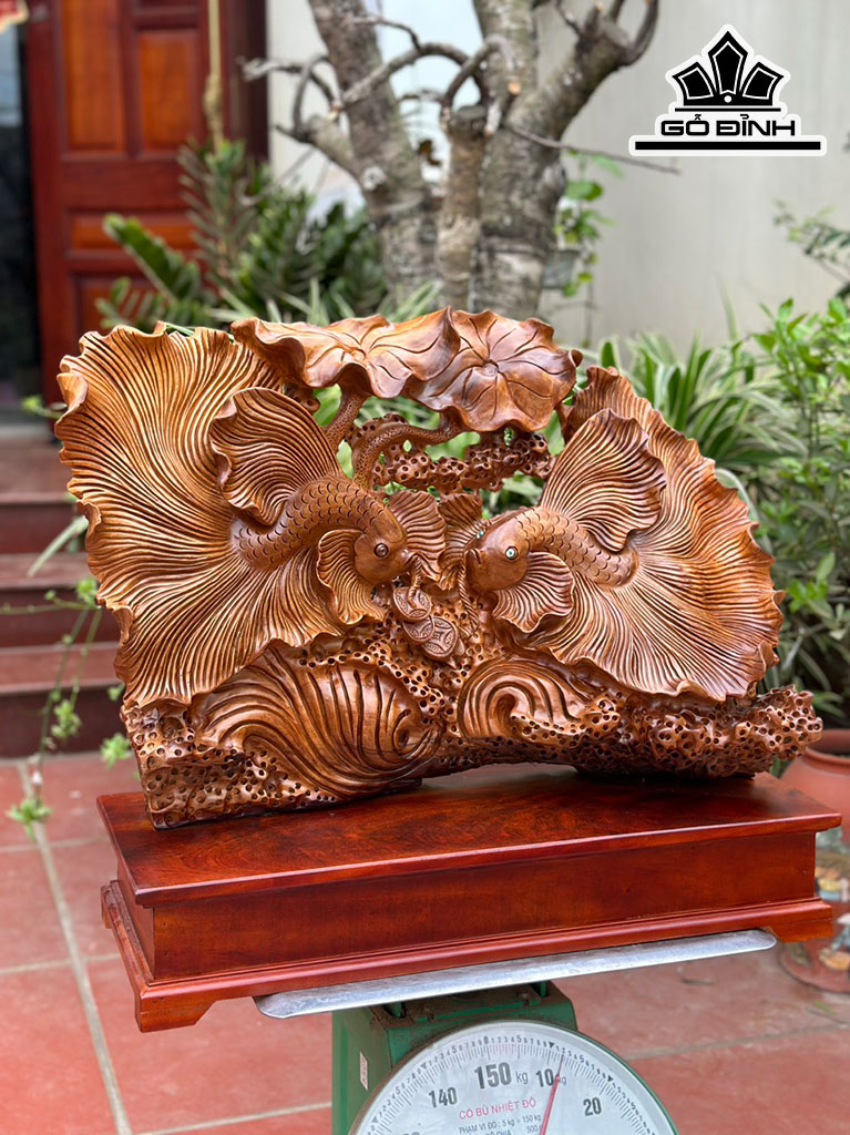 Cặp Cá Xiêm Gỗ Ngọc Am Cao 41 Ngang 55 Sâu 20 Cao Cả Kỷ 52 (cm)
