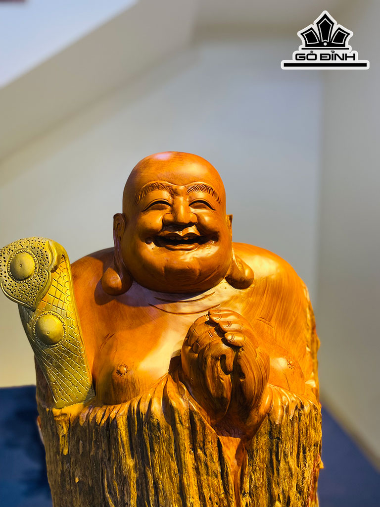 Tượng Phật Di Lặc Chúc Phúc Gỗ Lũa Dổi Cao 145 Ngang 45 Sâu 35 (cm)