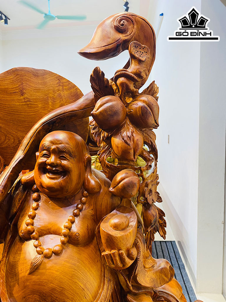 Tượng Phật Di Lặc Tam Phúc Gỗ Hương Cao 162 Ngang 90 Sâu 50 (cm)