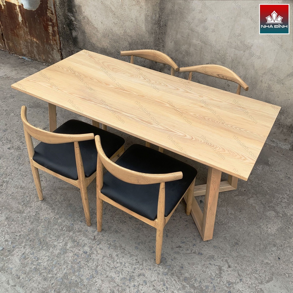 Bàn Ăn 4 Ghế Gỗ Tần Bì ( Ash ) Dài 160 Rộng 70 Cao 75 (cm)