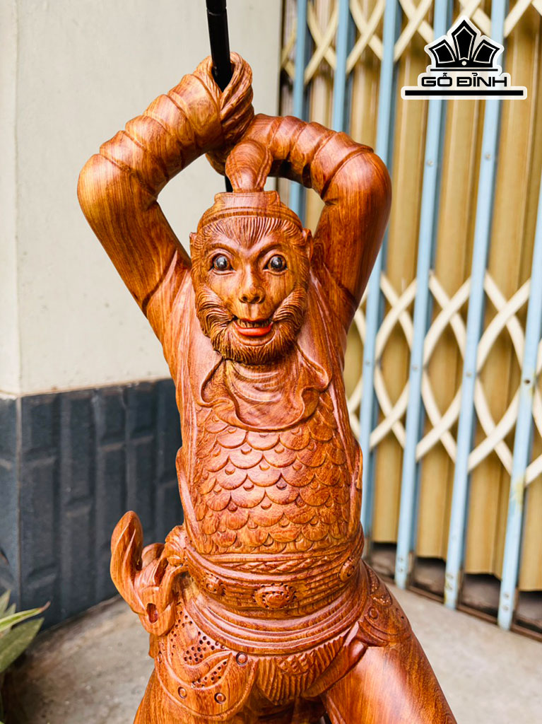 Tề Thiên Đại Thánh Gỗ Hương Cao 66 Ngang 30 Sâu 22 Cao Cả Kỷ 80 (cm)