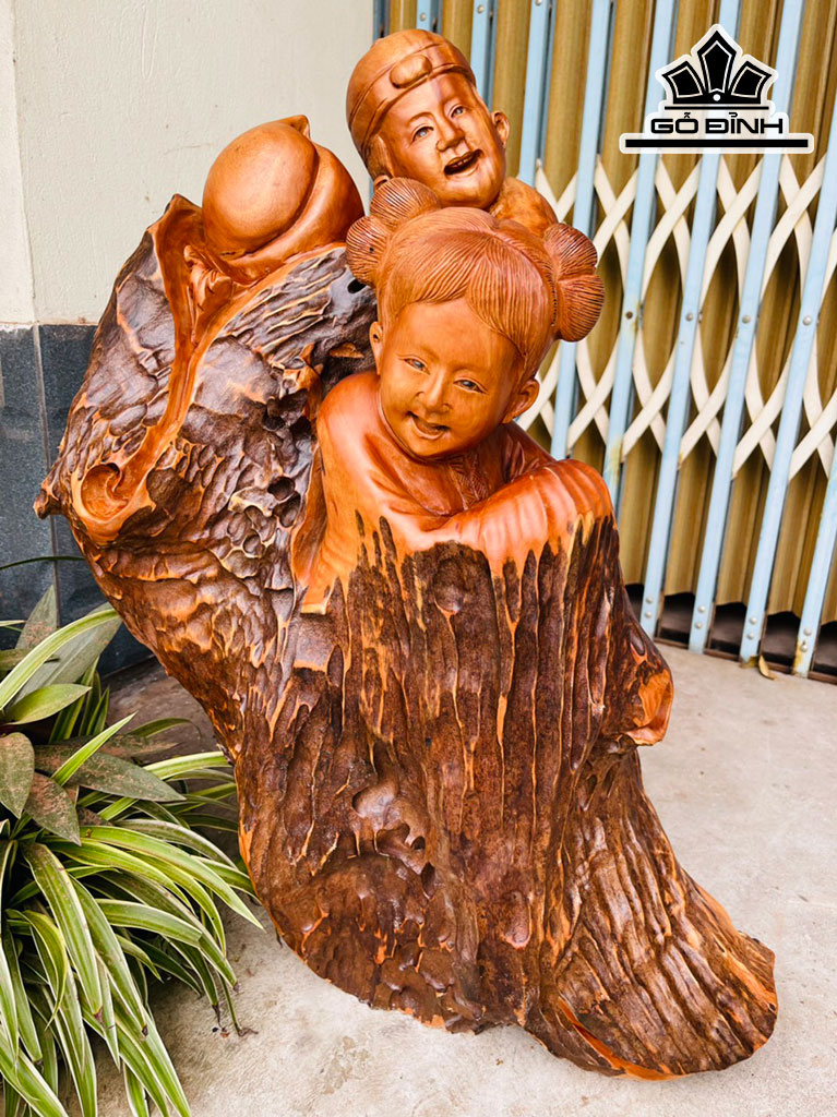 Tiên Đồng Ngọc Nữ Gỗ Hương Cao 70 Ngang 45 Sâu 28 (cm)
