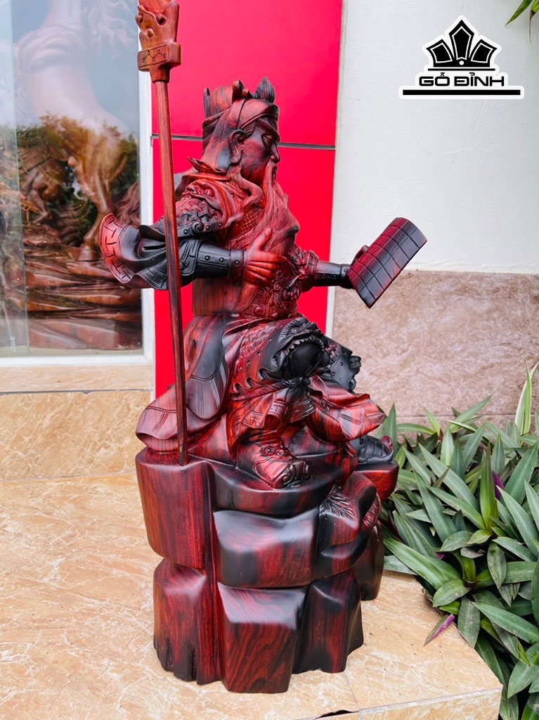 Tượng Quan Công Gỗ Trắc  Cao 60 Ngang 33 Sâu 22 (cm)