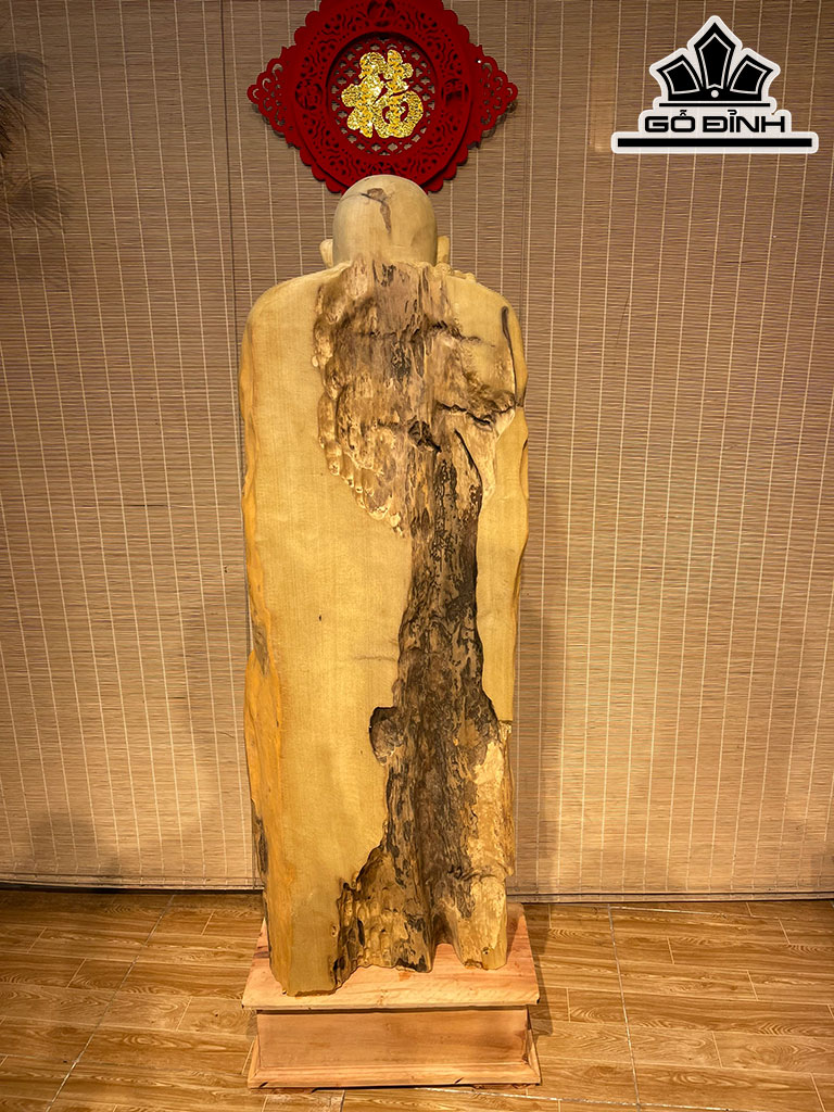 Tượng Phật Di Lặc Chúc Phúc Gỗ Lũa Dổi Cao 131 Ngang 45 Sâu 20 Cao Cả Kỷ 151 (cm)