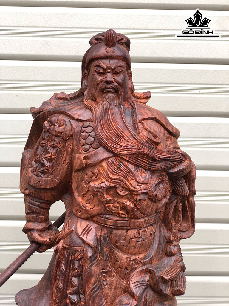 Tượng Quan Công Gỗ Trắc Cao 39 Ngang 14 Sâu 10 (cm)