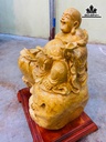 Tượng Phật Di Lặc Ngồi Bao Tiền Gỗ Nu Kháo Cao 45 Ngang 35 Sâu 23 Cao Cả Kỷ 52 (cm)