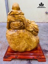 Tượng Phật Di Lặc Ngồi Bao Tiền Gỗ Nu Kháo Cao 45 Ngang 35 Sâu 23 Cao Cả Kỷ 52 (cm)