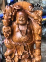 Tượng Phật Di Lặc Tam Phúc Gỗ Hương Cao 87 Ngang 35 Sâu 16 Kỷ Cao 20 (cm)