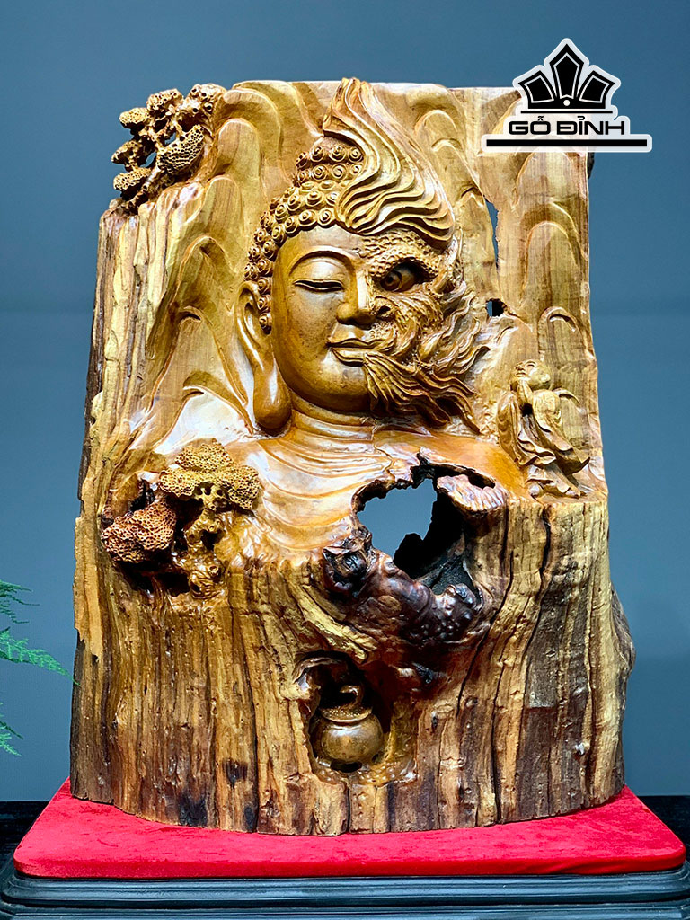 Tác Phẩm Thiện Ác Gỗ Hương Cao 73 Ngang 60 Sâu 28 (cm)