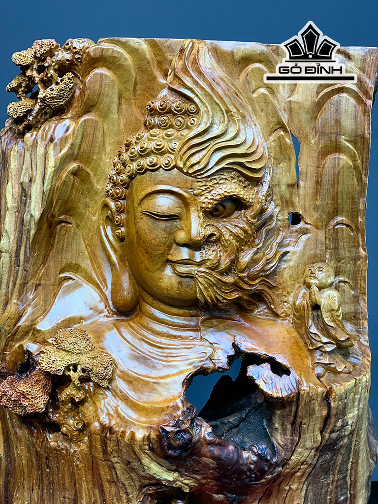 Tác Phẩm Thiện Ác Gỗ Hương Cao 73 Ngang 60 Sâu 28 (cm)