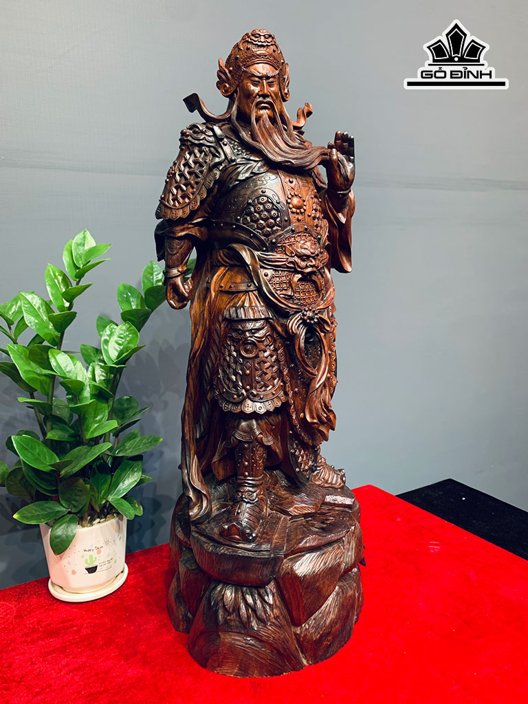 Tượng Quan Công Gỗ Trắc Cao 63 Ngang 24 Sâu 22 (cm)