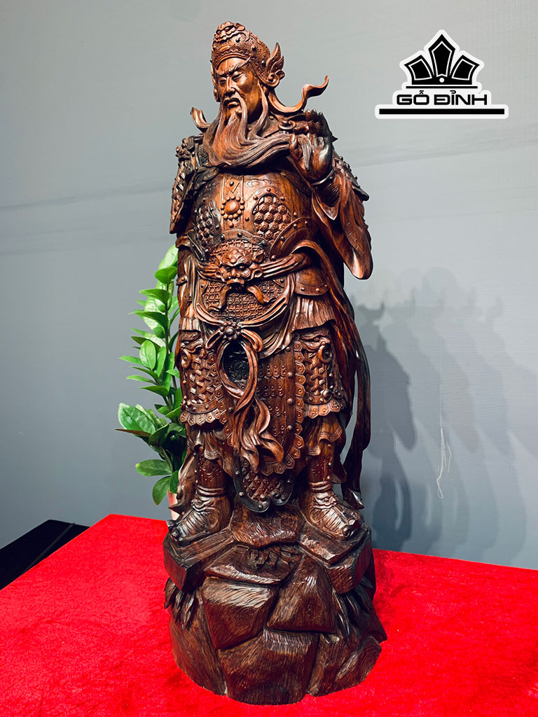 Tượng Quan Công Gỗ Trắc Cao 63 Ngang 24 Sâu 22 (cm)