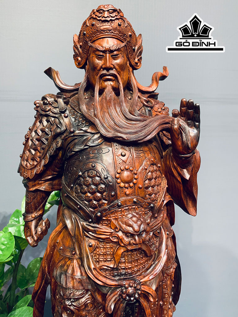 Tượng Quan Công Gỗ Trắc Cao 63 Ngang 24 Sâu 22 (cm)