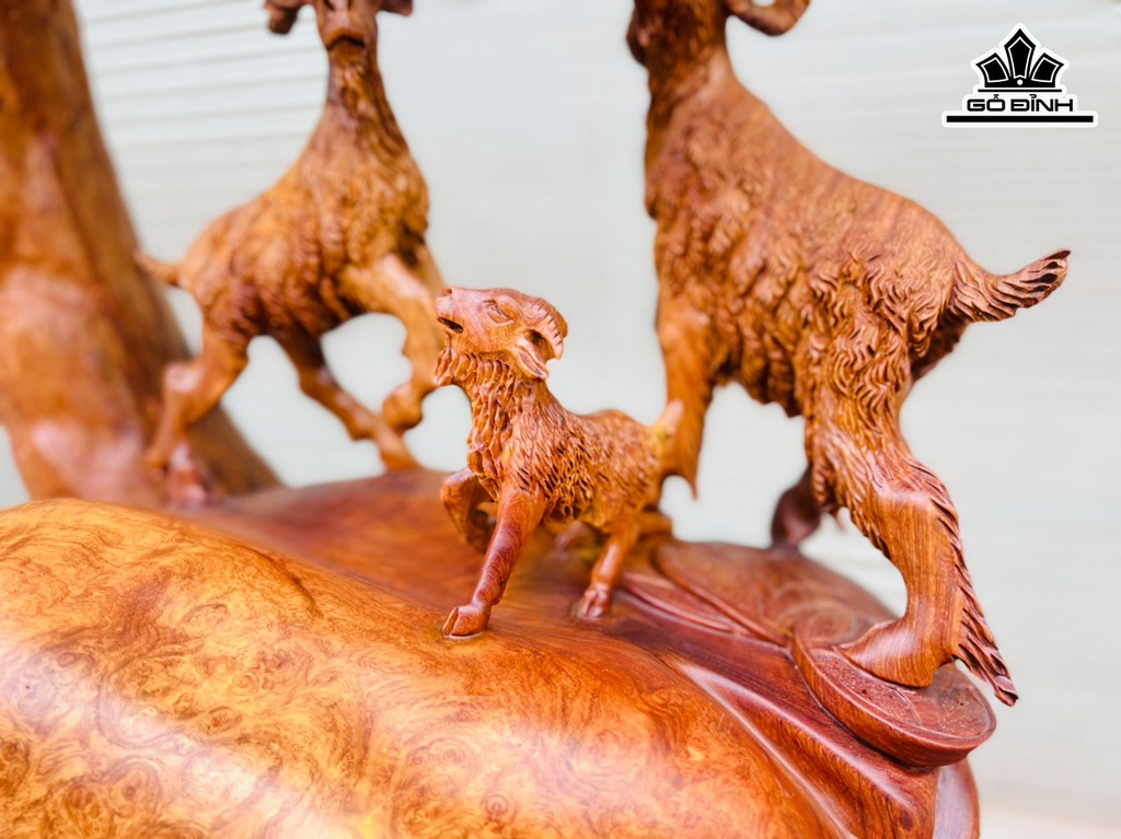 Tượng Tam Dương Khai Thái Gỗ Nu Hương Cao 110 Ngang 65 Sâu 33 (cm)