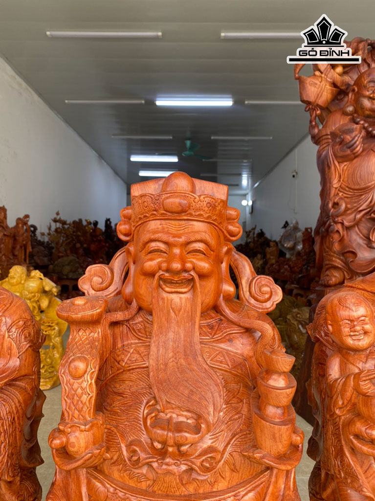 Tượng Phúc Lộc Thọ (Tam Đa) Gỗ Hương Cao 80 Ngang 30 Sâu 23 (cm)