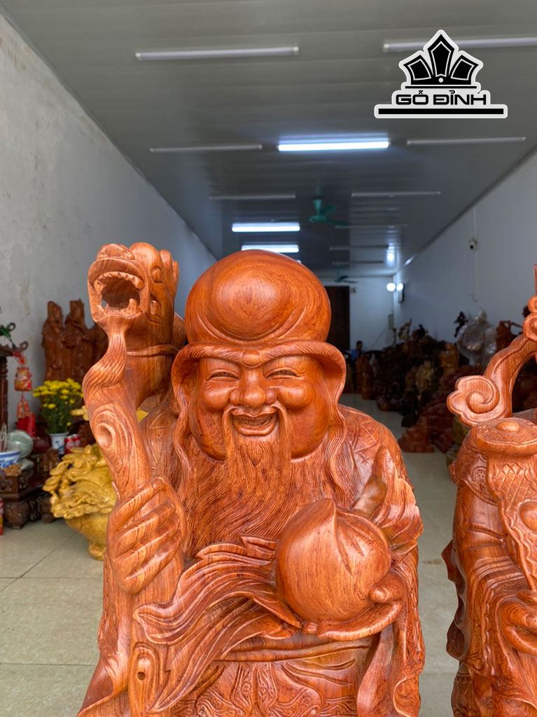 Tượng Phúc Lộc Thọ (Tam Đa) Gỗ Hương Cao 80 Ngang 30 Sâu 23 (cm)