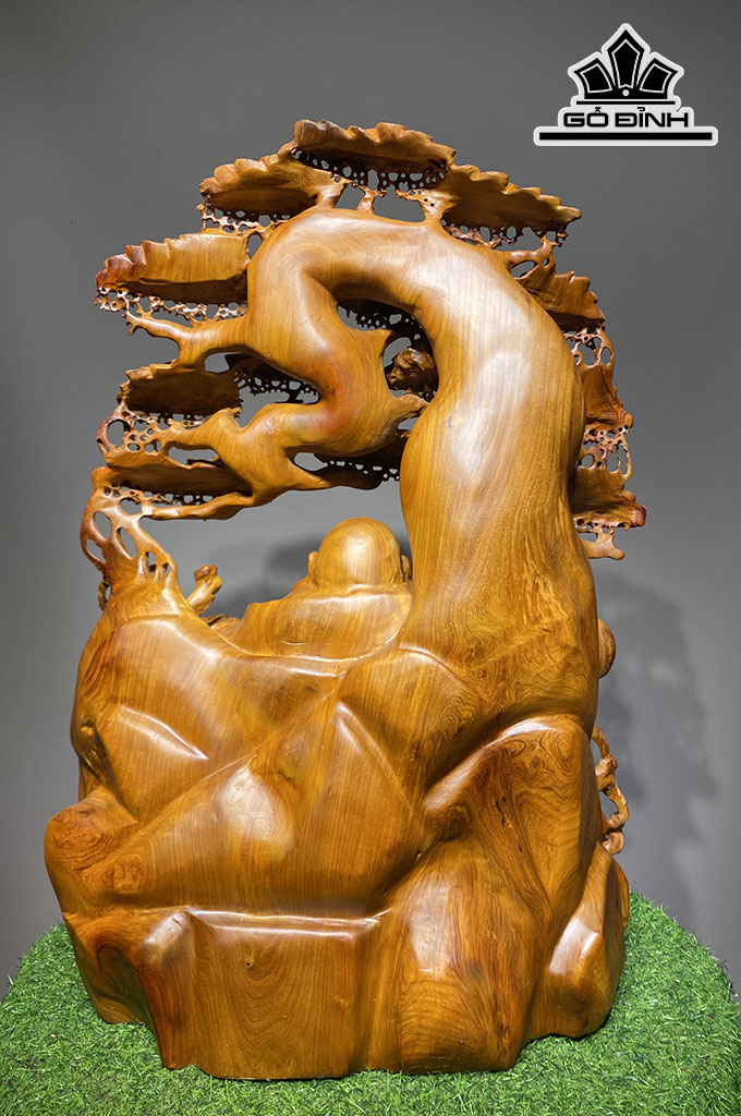 Tượng Phật Di Lặc Ngũ Phúc Gỗ Hương Cao 77 Ngang 56 Sâu 31 (cm)