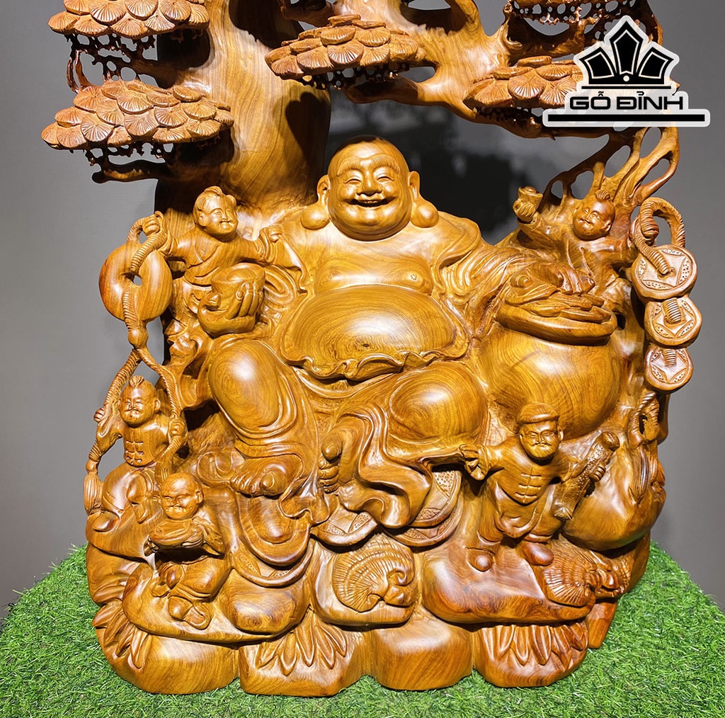 Tượng Phật Di Lặc Ngũ Phúc Gỗ Hương Cao 77 Ngang 56 Sâu 31 (cm)