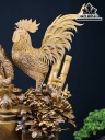 Tượng Gia Đình Gà Gỗ Bách Xanh Cao 72 Ngang 60 Sâu 42 (cm)