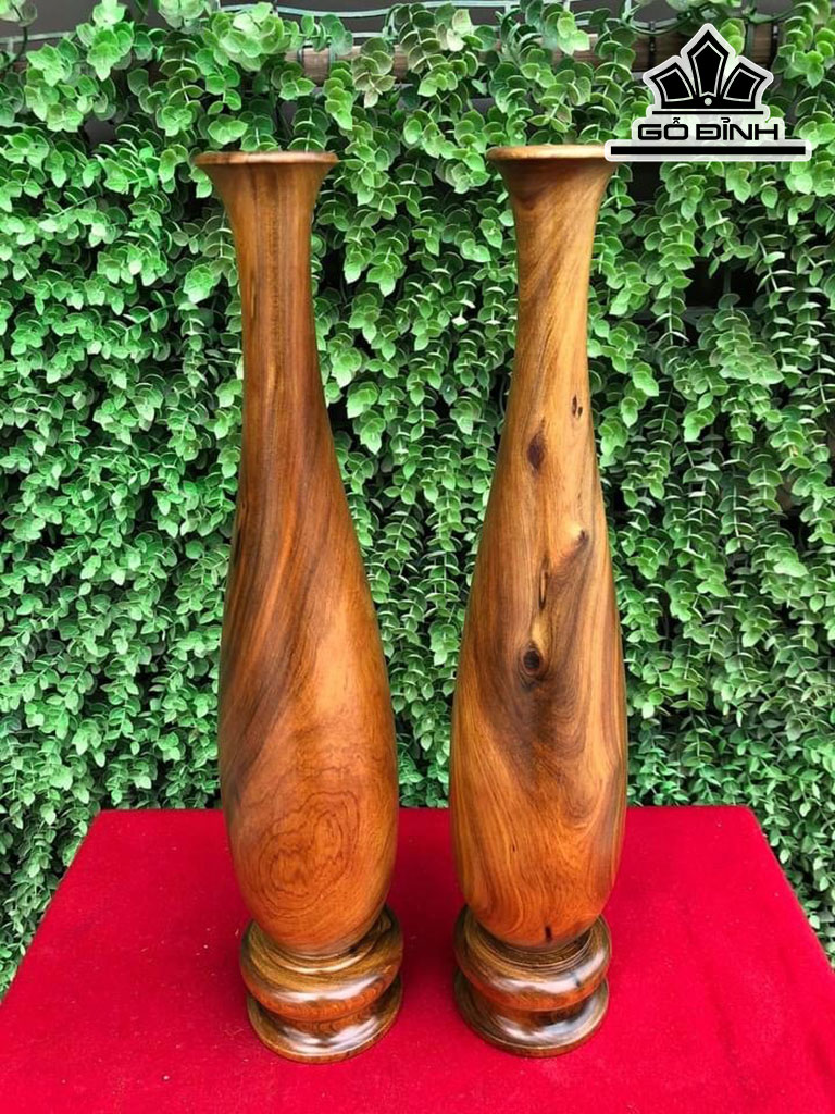 Bình Tỳ Bà Gỗ Bách Xanh Cao 35,5 Đường Kính 7 (cm)