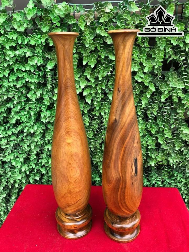 Bình Tỳ Bà Gỗ Bách Xanh Cao 35,5 Đường Kính 7 (cm)