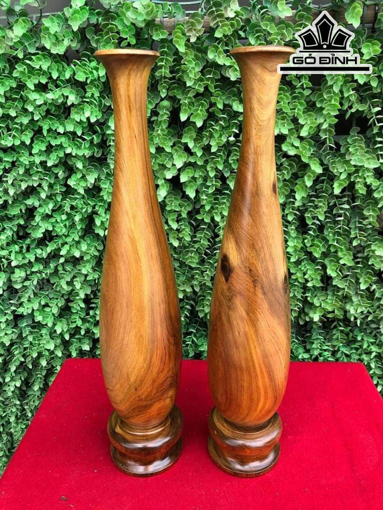 Bình Tỳ Bà Gỗ Bách Xanh Cao 35,5 Đường Kính 7 (cm)