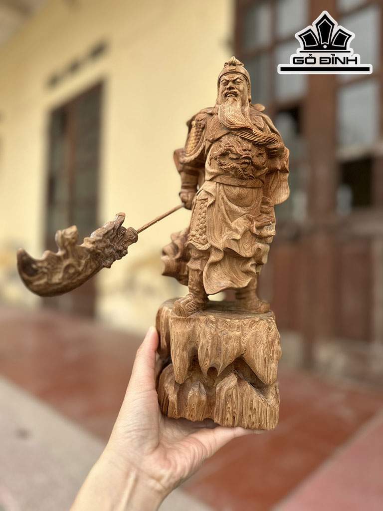 Tượng Quan Công Gỗ Ngọc Am Cao 30 Ngang 9 Sâu 7 (cm)
