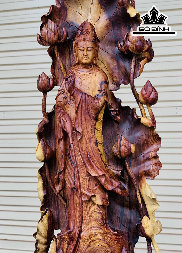 Tượng Phật Tổ Gỗ Cẩm Cao 117 Ngang 35 Sâu 20 (cm)