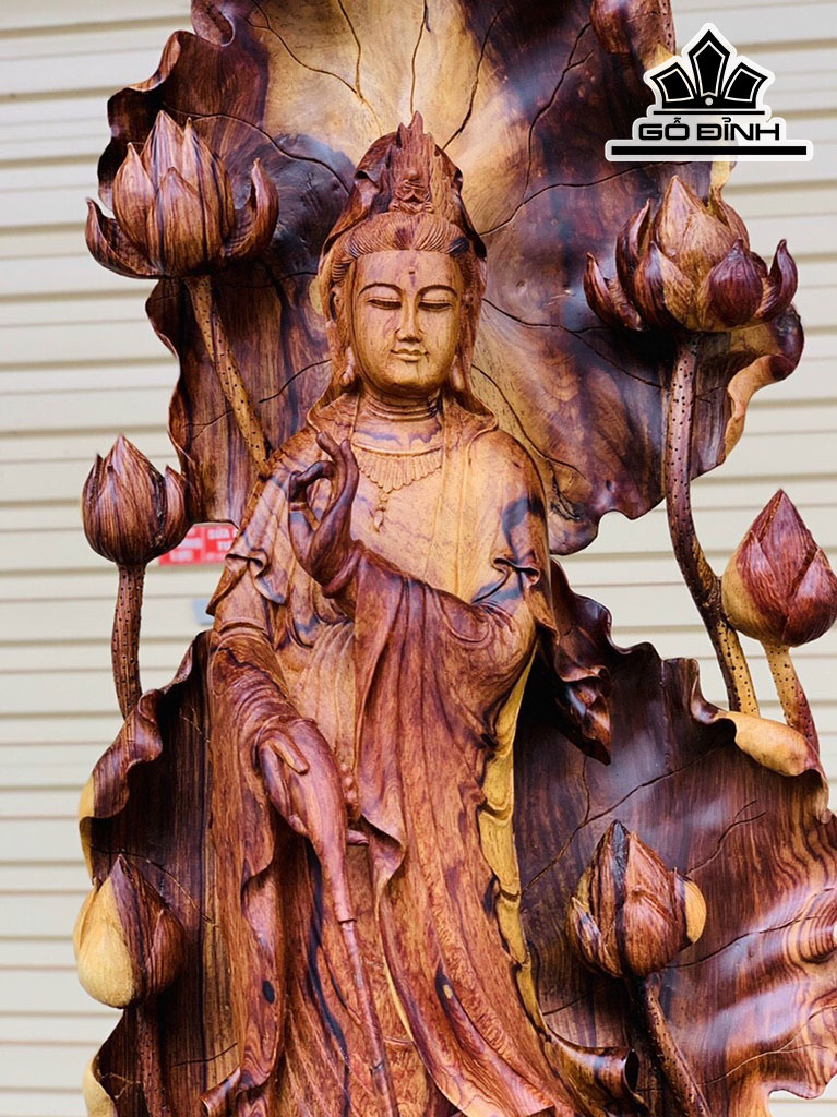 Tượng Phật Tổ Gỗ Cẩm Cao 117 Ngang 35 Sâu 20 (cm)